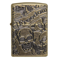 Зажигалка ZIPPO 49035 Armor Freedom Skull Design Antique Brass